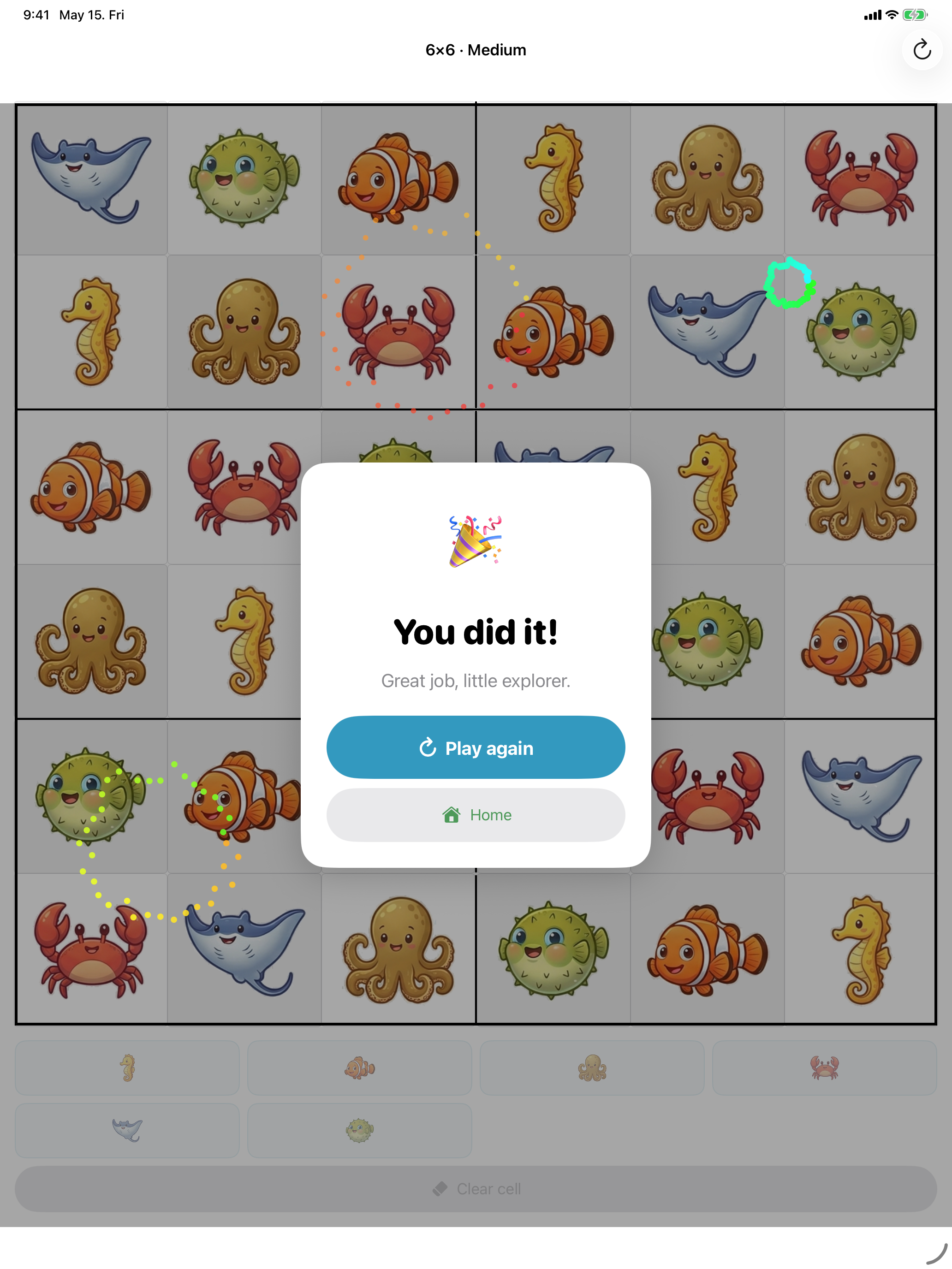 Win celebration on iPad